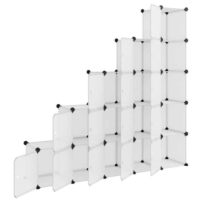 Meuble de rangement - CUQUE - Cubes de rangement 15 pcs avec portes - Transparent - PP - Acier