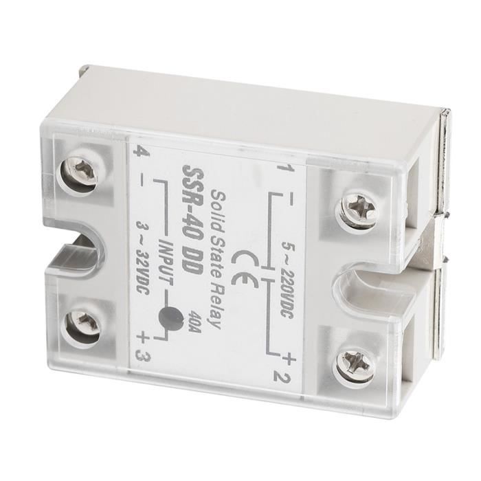 Relais Statique SSR-40 DD 40A - Entrée 3-32 VDC / Sortie 5-220 VDC - Pour Automatisation Industrielle