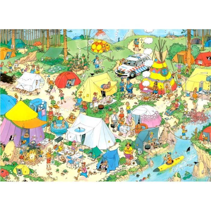 Puzzle 1000 pièces - Jan Van Haasteren - Camping en forêt - Paysage et nature