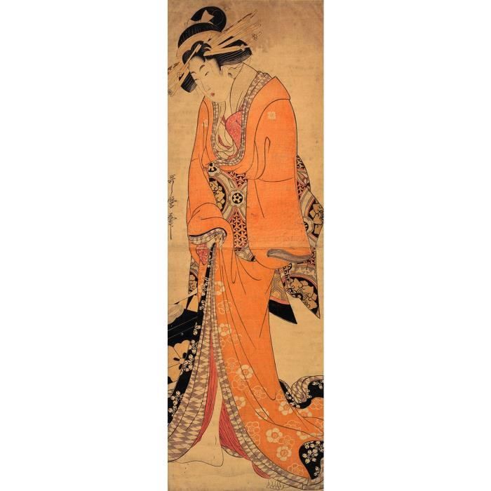 Sac Fourre-tout En Tissu Imprimé Geisha Japonais - 38x42 Cm, Anses Longues, Neuf Avec étiquettes