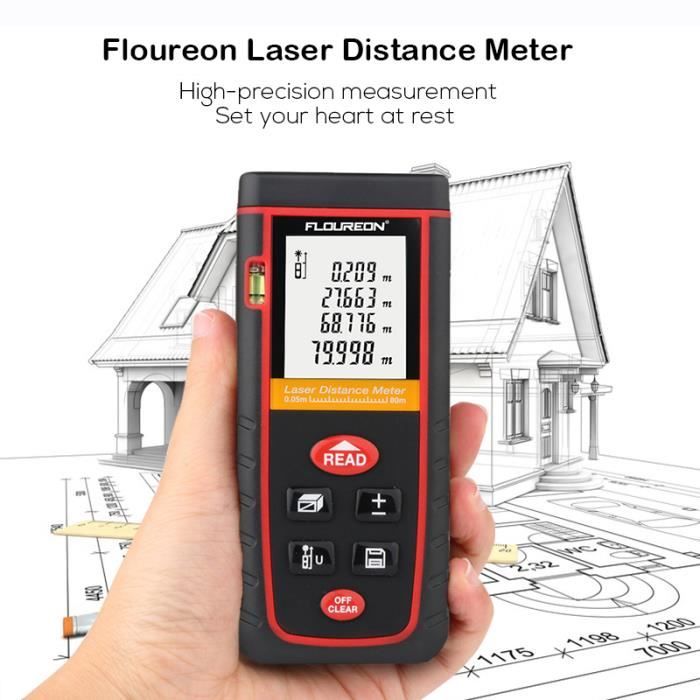 Floureon T l m tre laser 80m orange Laser Distance Meter 0.05