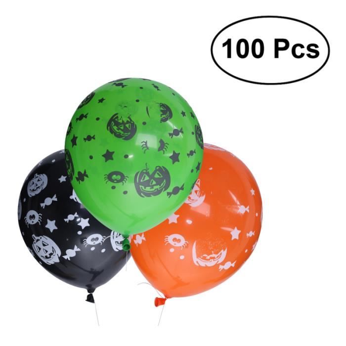 50 Ballons Halloween En Latex épais - Motifs Citrouille, Fantôme, Crâne - Couleurs Orange, Noir, Blanc - Avec Corde De 10 M - Pour Décoration Fête