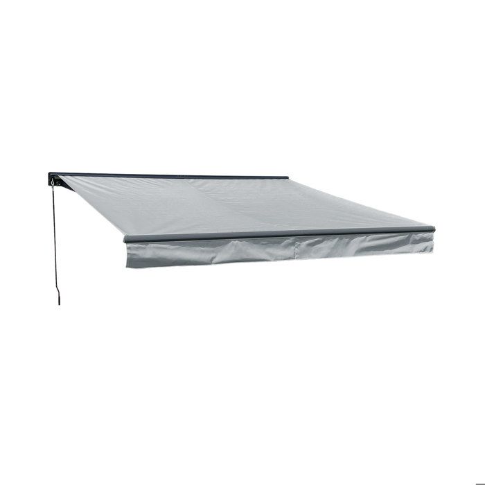 Store banne SAULE 35 × 3m avec semi-coffre - Toile grise et structure grise