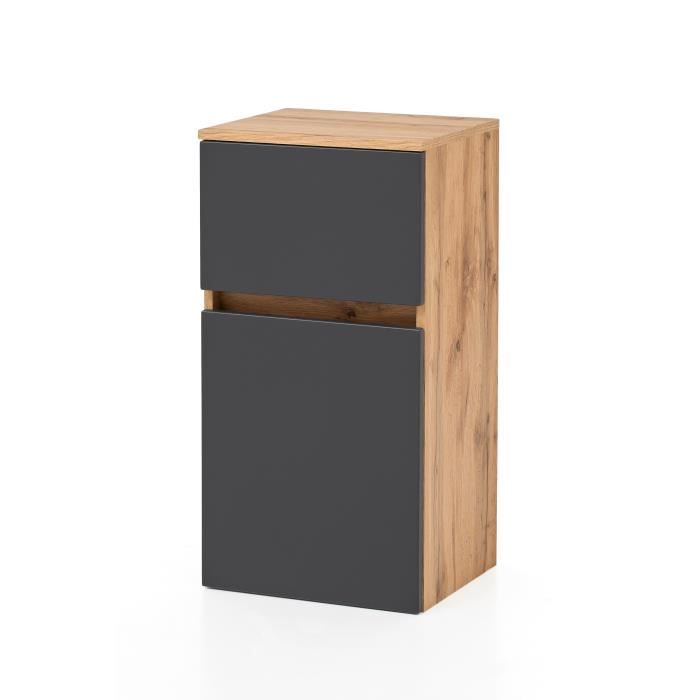 Armoire de salle de bains Kornel avec décor en chêne équipée dun tiroir dune porte et dune étagère. Peut être fixée ou mur o... Armoire de salle de bains Kornel avec décor en chêne équipée dun tiroir dune porte et dune étagère. Peut être fixée ou mur o...