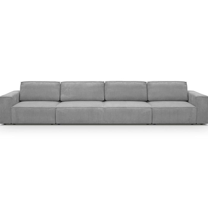 Canapé convertible 7 pl avec coffre en velours côtelé gris clair - Harper Mod