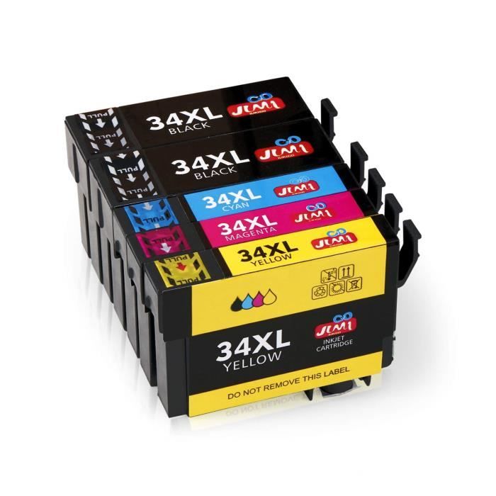 Clywenss Compatibili 34XL 34 XL Cartucce d'inchiostro Nero Multipack per Epson WorkForce Pro WF-3720DWF WF-3725DWF WF-3720 WF-3725 WF3720 WF3725 Stampante, 4-Pezzi