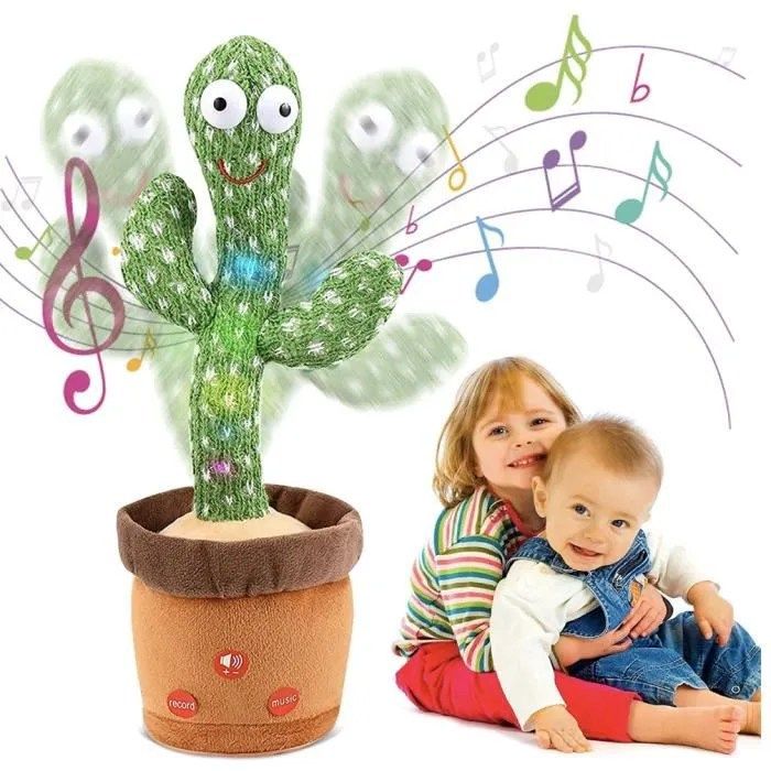 Jouet en peluche cactus, Cactus dansant chanter, jouets en forme de cactus shake électronique Jouet éducatif pour enfants adultes