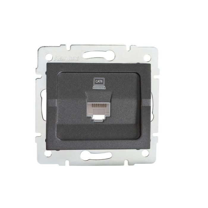 Prise RJ45 Cat6 encastrée - KANLUX - KL-25286 - Graphite - 71x71mm ...