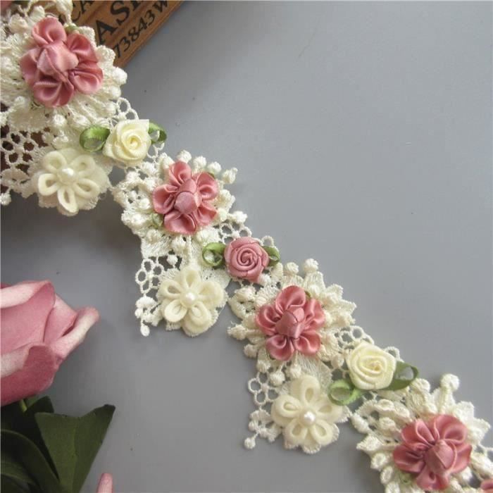 Ruban Dentelle Motif Floral 10 Mètres X 4,5 Cm - Pour Décoration Mariage, Emballage Cadeau, Bricolage (plusieurs Couleurs Disponibles)