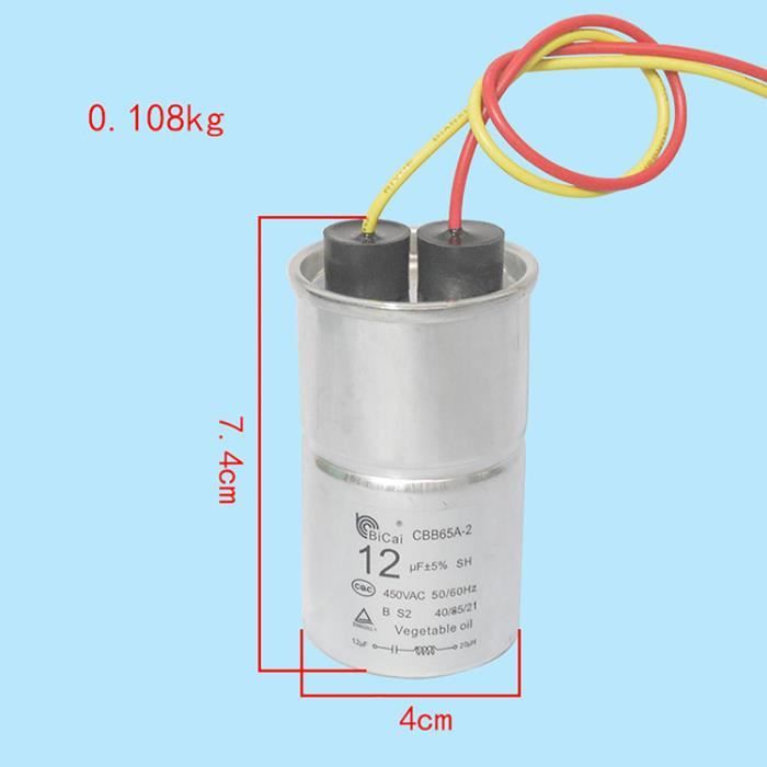 Condensateur CBB61 3µF 450V - Pour Démarrage Moteur De Ventilateur, Pompe Ou Climatiseur