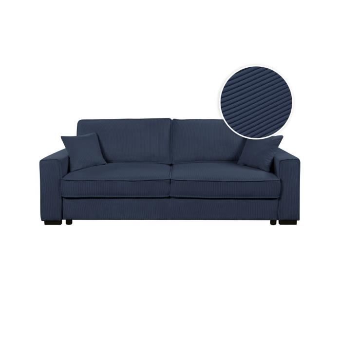 Canapé droit Bleu Velours Design Confort Promotion