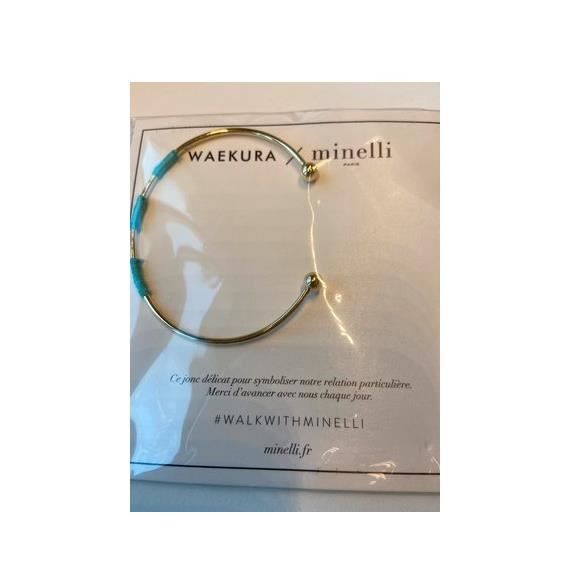 Bracelet jonc - MINELLI - WAEKURA - Couleur Doré - Turquoise - Taille Unique Ajustable