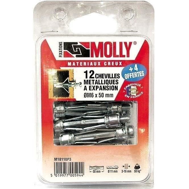 MOLLY Lot de 16 Chevilles - 5x50 mm + vis