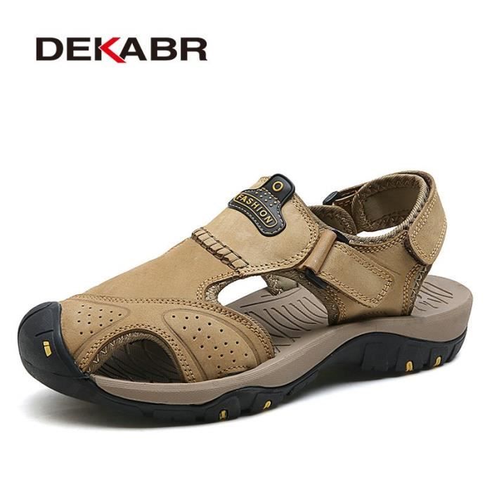 Sandales Cuir Homme – Ouvertes, Confortables – Idéales été – Avec Sangle Arrière
