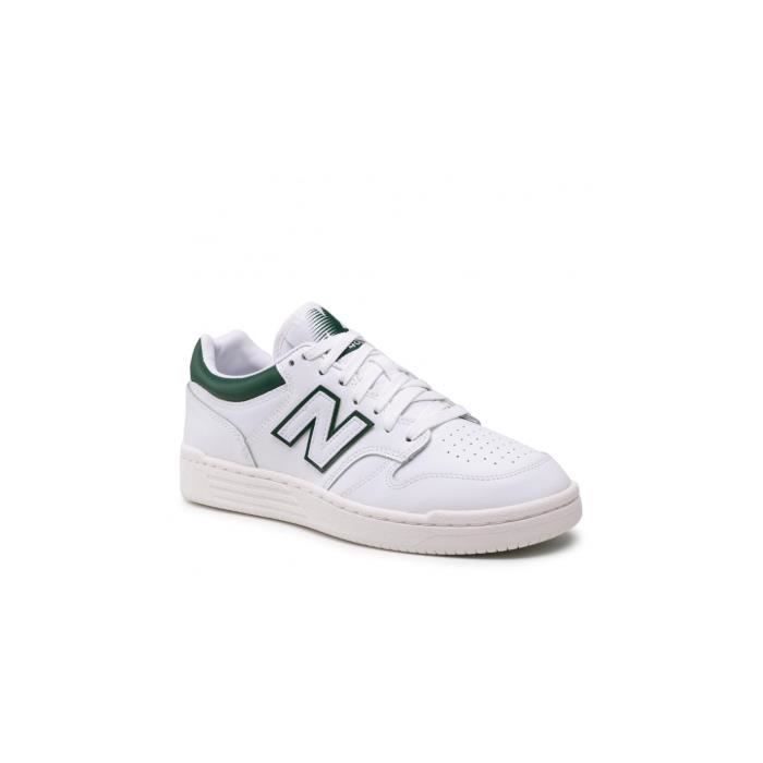 New Balance Baskets rétro en cuir véritable - NEW BALANCE - Modèle 480 BB480LGT - Blanc/timber - Homme