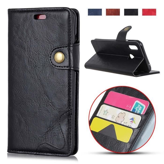 Coque Pour Huawei Y6 2019, Premium Étui Housse En Cuir De Protection