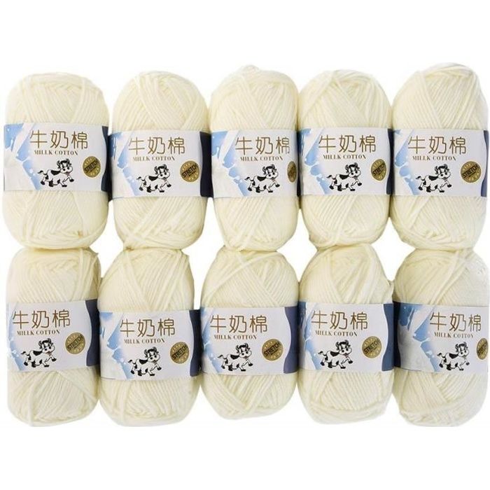 10 Pelotes Fil à Tricoter Utopia Crafts - 100% Polyacrylique, 150m, Blanc