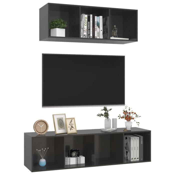 Meuble TV Mural Flottant 135x30x16 Cm Blanc - 3 Niches Ouvertes, Support Jusqu'à 30 Kg, Design Moderne - 12