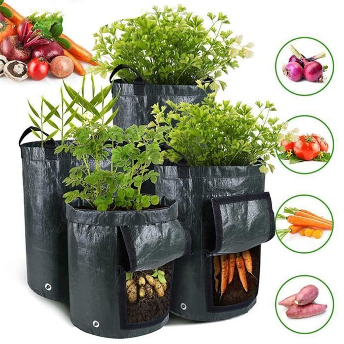 Sac de culture de légumes PE OMABETA - Vert foncé 5 Noir 3 gallons 25x22cm