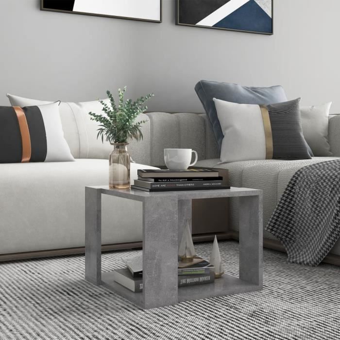 CHEZ HOME• Table basse Gris béton 40x40x30 cm Aggloméré - FR6290