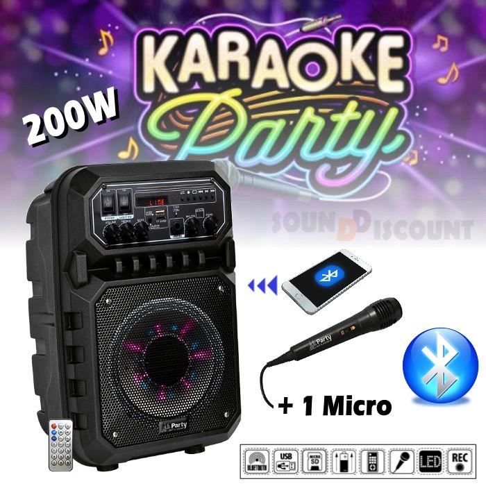 Enceinte karaoké Portable Autonome 200w + Micro + Bluetooth + USB