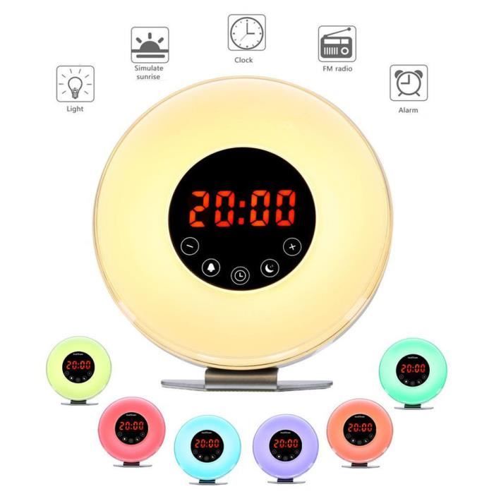 Réveil Simulateur D'aube Avec Radio FM - 12 Couleurs, Sons Naturels, Idéal Pour Réveil En Douceur