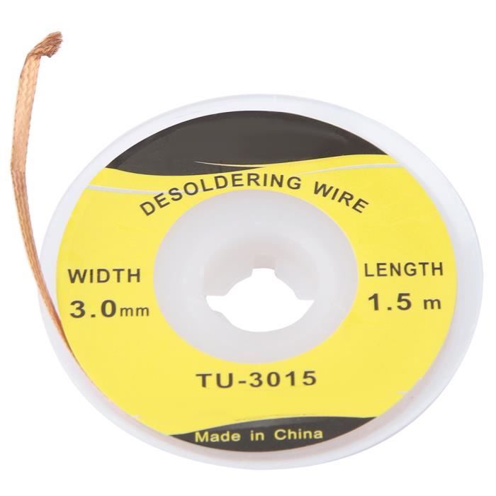 2 Pièces Tresse à Dessouder 2,5 mm, Tresse de Dessoudage de 3 m de Long Cuivre Pur Fil à Dessouder Utilisée pour Enlever l'Étain de Soudure et Démonter les Composants Électriques