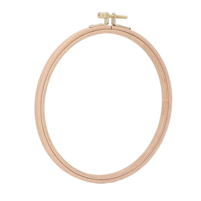 Lot De 4 Cerceaux à Broder 6 Pouces (15 Cm) - Imitation Bois, En Caoutchouc Souple, Avec Anneau De Suspension - Pour Point De Croix, Broderie, Décoration Murale