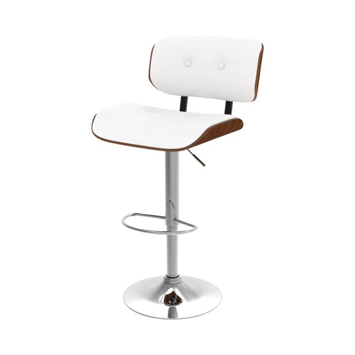 Chaise de bar réglable en PU blanc 65/86 cm - Melchior - Maison Pavane