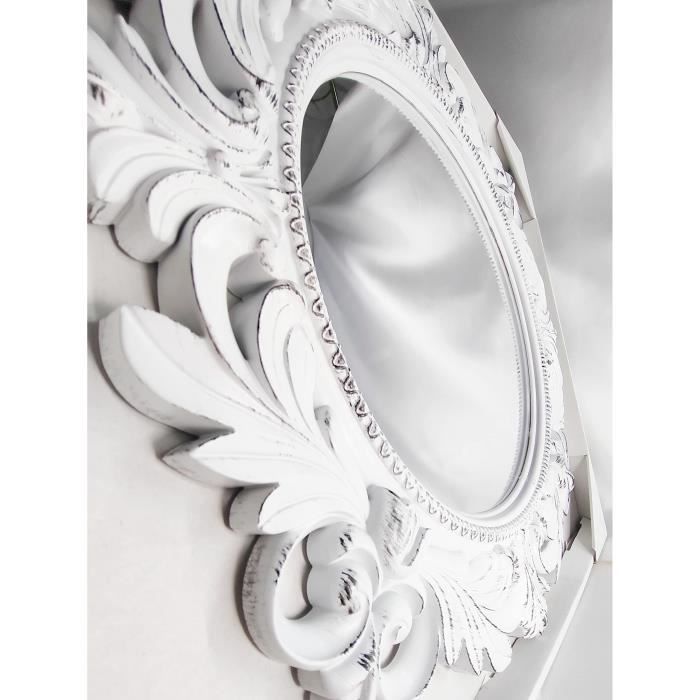 Miroir mural décoratif baroque blanc 54 cm, décoration de salon, chambre, récepteur, cadeaux originaux, style vintage 278420CLM