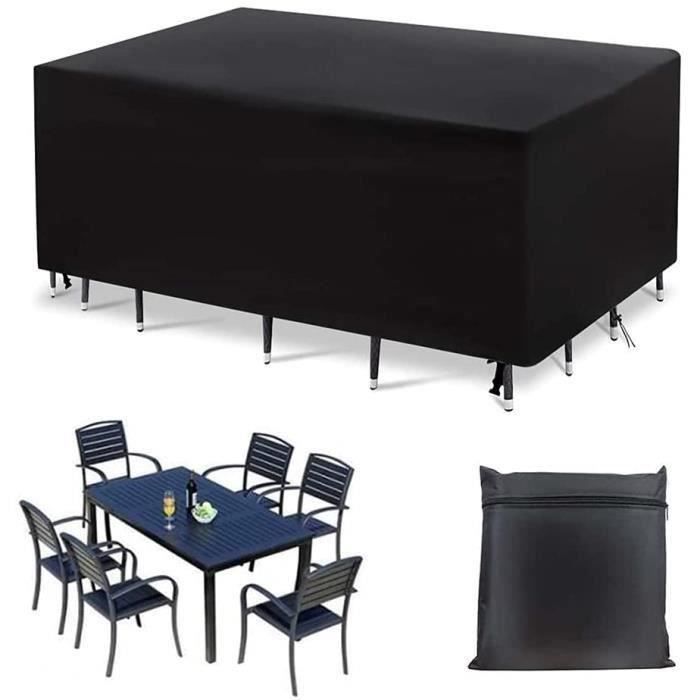 Velway Housse Salon De Jardin Imperméable - Housse Table De Jardin Avec Boucles Coupe-Vent Protection Pour Tous Les Temps Pour Table Et Chaise D' Extérieur (Noir,125x125x74cm