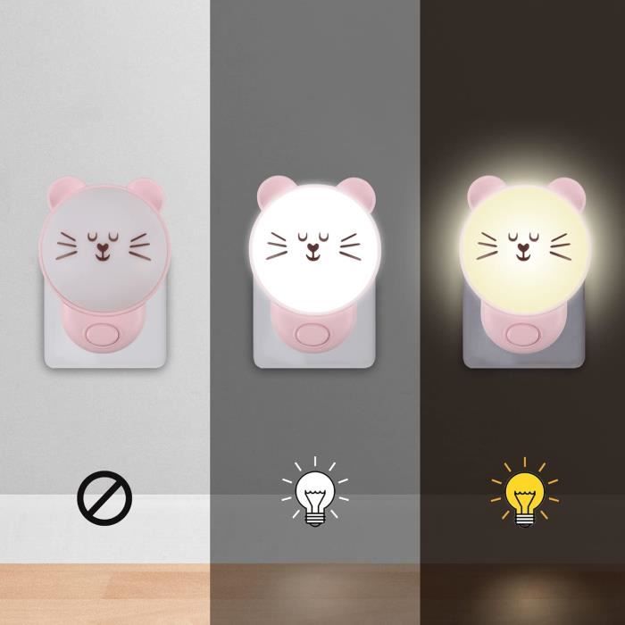 Veilleuse Prise Electrique [Lot De 2], Gradation Progressive Lampe Detecteur De Mouvement Interieur Chaud Blanc Mixte Veilleuse Led Bon Pour Couloir Escalier Chambre A Coucher Cuisine Chambre Denfan