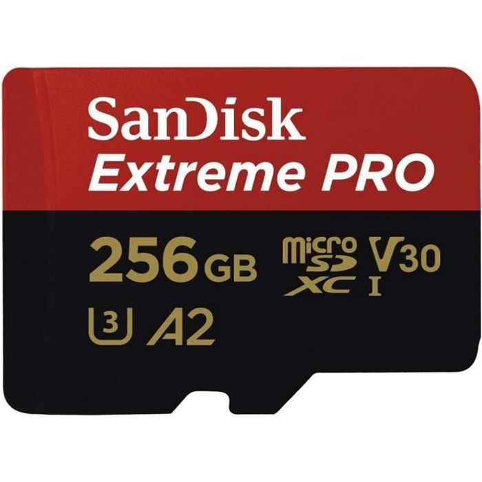Carte Mémoire microSDXC SanDisk Extreme PRO + Adaptateur SD avec Performances Applicatives A2 jusqu'à 170 Mo/ Classe 10 U3