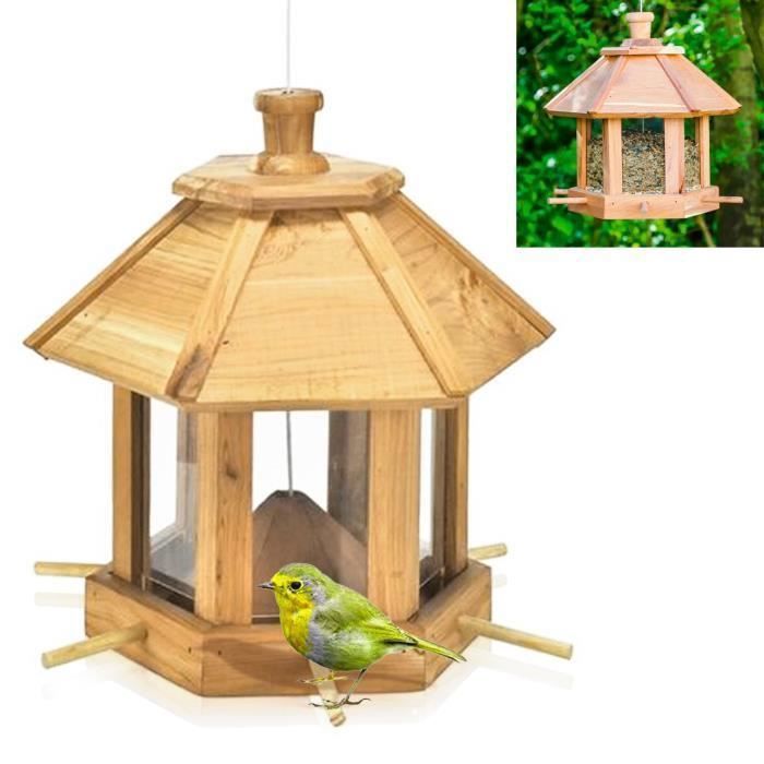 Penderie à oiseaux en bois Mangeoire à oiseaux maison avec toit