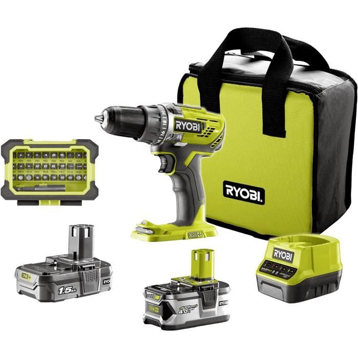 RYOBI ONE+ Kit Perceuse/Driver 18V sans fil 1/2 avec (1) batterie 1,5 Ah et chargeur (renouvelé