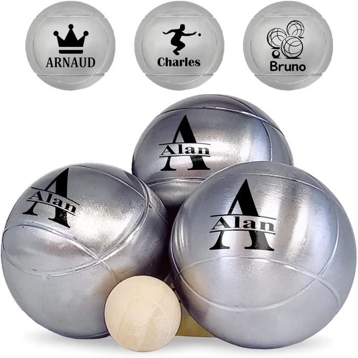 Boules De Pétanque Personnalisées - Gravure Laser - 720g - Lot De 3 + Cochonnet - Cadeau Fête Des Pères