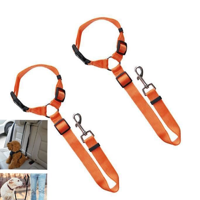 Comparer les prix de Lot de 2 sangles de ceinture de sécurité de voiture pour chien Réglables Harnais pour ceinture de sécurité pour voyager Orange