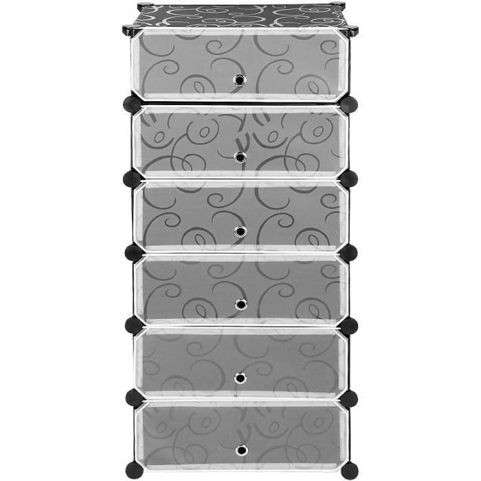 Armoire à chaussures modulable, meuble de rangement avec 6 cubes empilable en plastique, 49 x 36,5 x 108 cm blanc