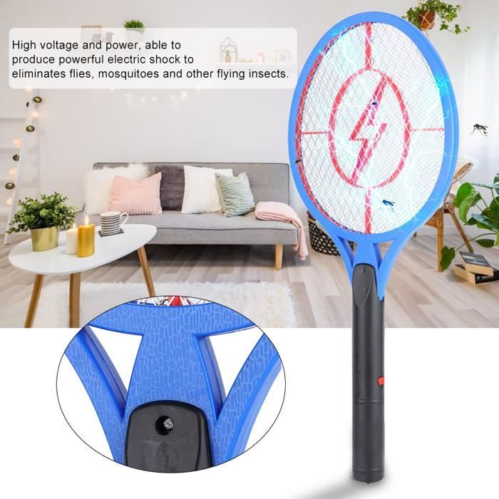 Tapette à Moustiques électrique Rechargeable - Lampe UV, Poignée Télescopique, Tête Pivotante - 1200mAh