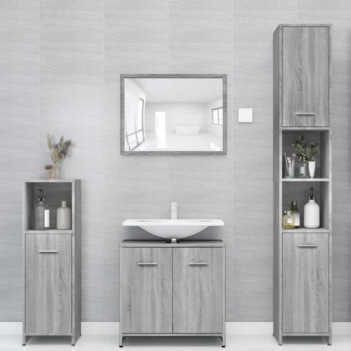 vidaXL Armoire de bain Sonoma gris 30x30x1835 cm Bois dingénierie 815520