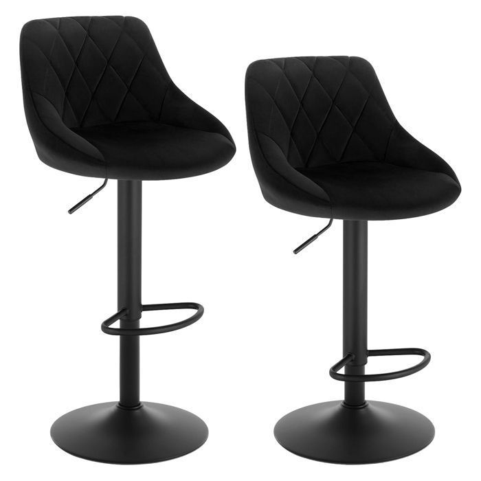 WOLTU 2x Tabourets de bar siège bien rembourré en velours Chaises de bar Hauteur réglable Noir W0ATT0014-2 WOLTU 2x Tabourets de bar siège bien rembourré en velours Chaises de bar Hauteur réglable Noir W0ATT0014-2