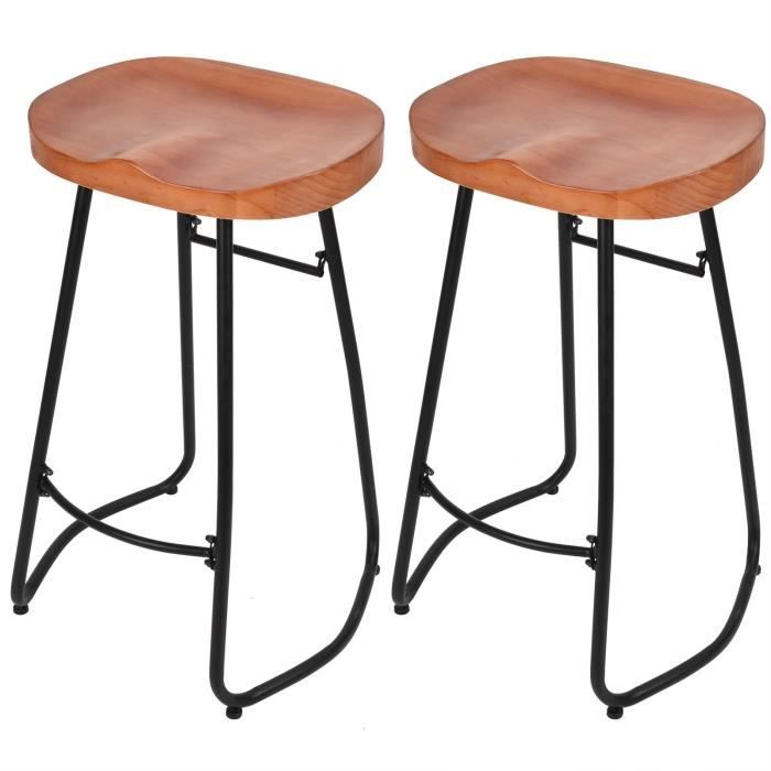 mag tabouret de bar chaises de comptoir, bois 2 pièces tabourets de bar ensemble cadre en fer style rétro petit déjeun 7092762057999
