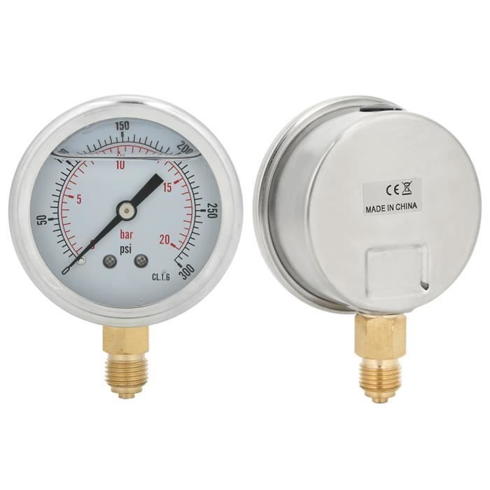 Manomètre Acier Inoxydable 1/4 BSP 0-25 Bar Manomètre Pression - Acier Inox Radial 1/4 BSP - 0/25 Bar IP65 Syveco 1616008