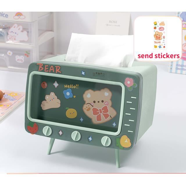 Accessoire Déco Kawaii Maison Boîte à Mouchoirs Chat Kawaii - Design Mignon Avec Cure-dents - ABS Blanc - Pour Salon Et Bureau Porte Mouchoirs Chat Décoratif