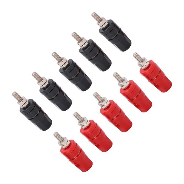 Lot De 10 Fiches Bananes Rouge Et Noir Avec Vis De Fixation - Connecteurs électriques Robustes - Pour Câblage Et Tests