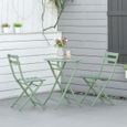 Salon de jardin bistro pliable - table ronde Ø 60 cm avec 2 chaises pliantes - métal thermolaqué vert d'eau-1
