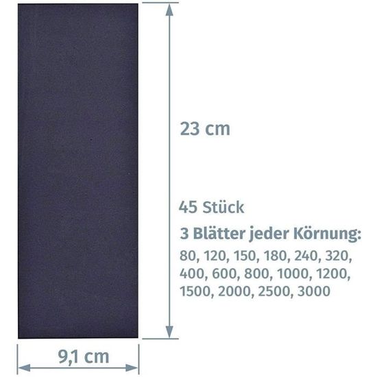 Papier de verre Set de papier abrasif professionnel grain 80-3000