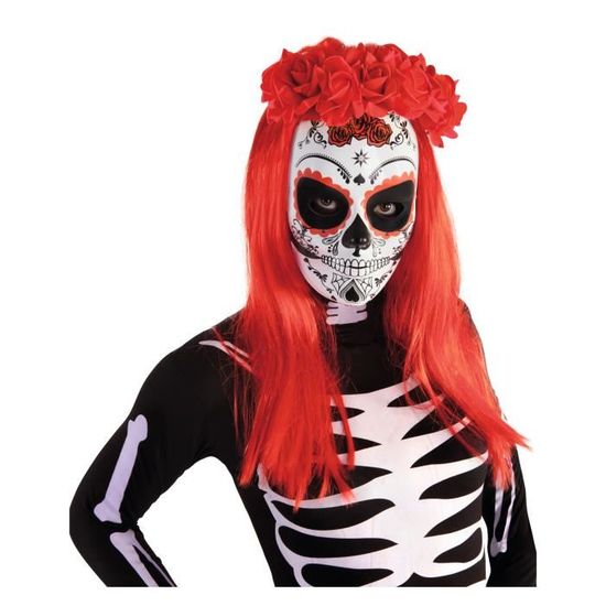 Masque Tête De Mort Sucre Day Of The Dead - Masque Mexicain Halloween Unisexe Adulte Pour Fêtes Et Cosplay