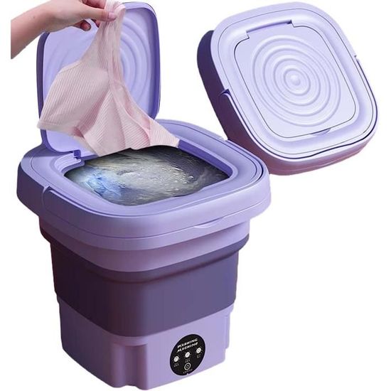 Mini Machine à Laver Pliable 8 litre – Portable et Efficace Compacte et légère (29,2 × 29,2 × 9,4 cm une fois pliée), cette mini machine à laver se transporte facilement