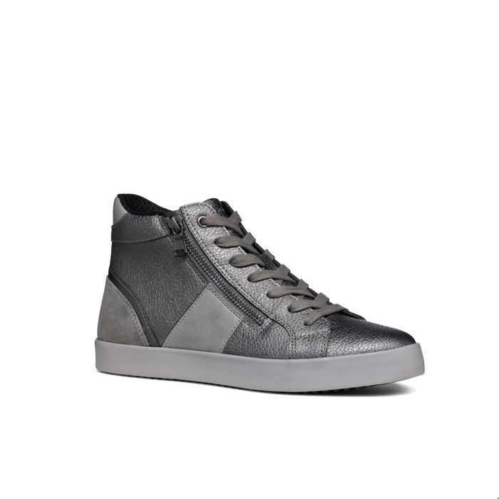 Baskets Plates Geox Gris Clair Taille 40 Femme - Daim - Neufs Sans Boîte